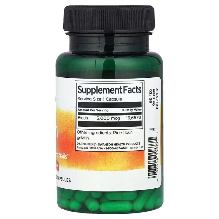 Biotin 5000 mcg 100 capsules