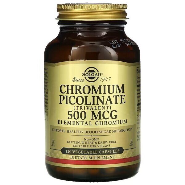 Solgar - Chromium Picolinate, 500 mcg, 90 Vegetable Capsules