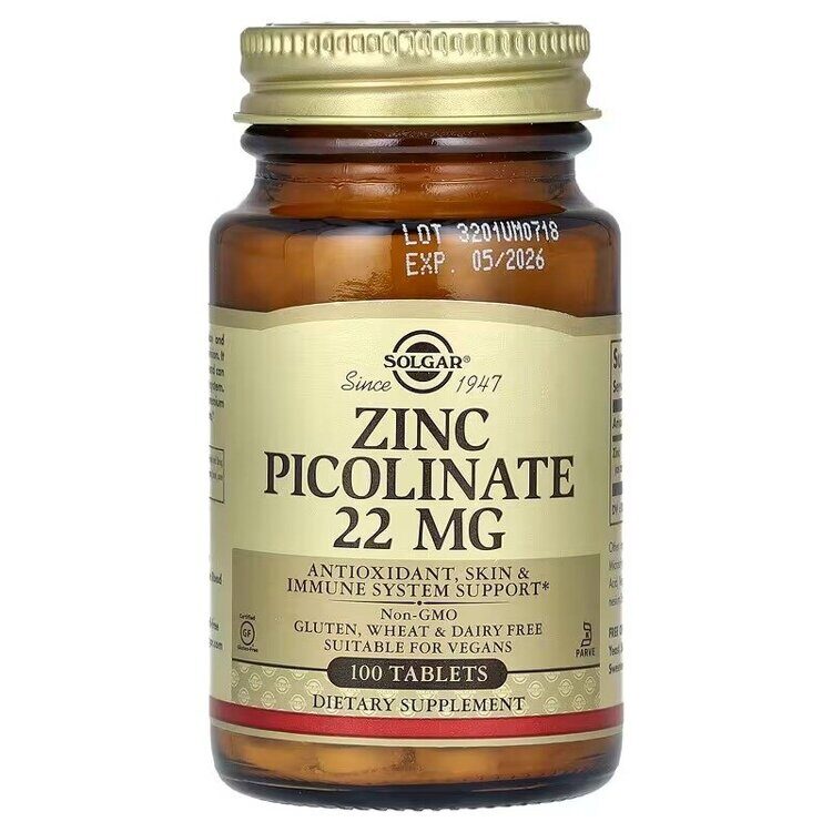 Solgar - Zinc Picolinate, 22 mg, 100 Tablets