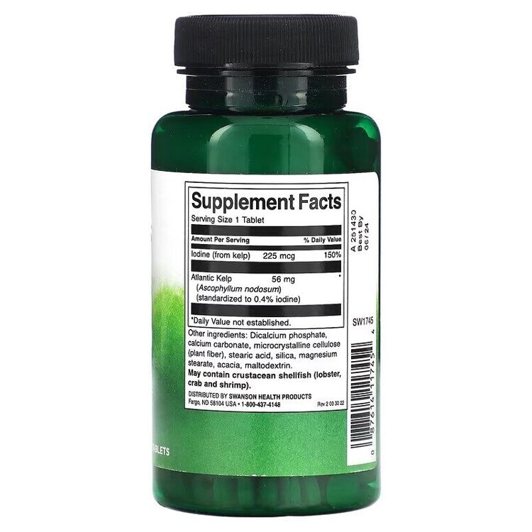 Kelp 250 capsules Lodine Source Thyroid Support