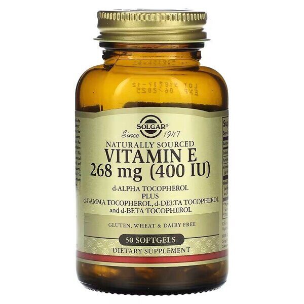 Solgar - Naturally Sourced Vitamin E, 268 mg (400 IU), 50 Softgels
